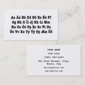 Isländisch Alphabet [Íslenska Stafrófið] Visitenkarte (Vorne/Hinten)