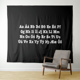 Isländisch Alphabet [Íslenska Stafrófið] Wandteppich