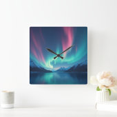 Isländisch Aurora Quadratische Wanduhr (Zuhause)