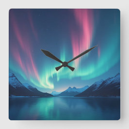 Isländisch Aurora Quadratische Wanduhr