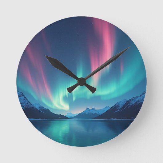 Isländisch Aurora Runde Wanduhr (Vorderseite)