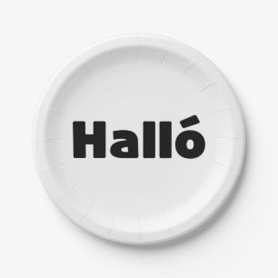 Isländisch Halló { Hello ) Íslenska Language Pappteller