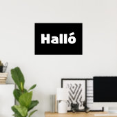 Isländisch Halló { Hello ) Íslenska Language Poster (Heimbüro)