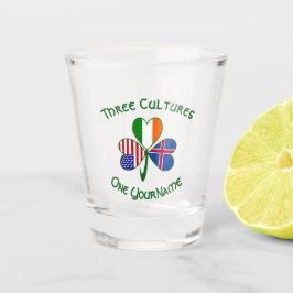 Isländisch-irisch-amerikanisches Flag-Kleeblatt pe Schnapsglas