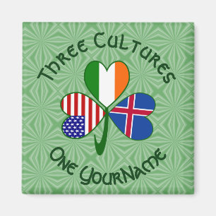 Isländisch Irish American Flags Kleeblatt Ihr Name Magnet