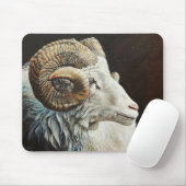 Isländisch Ram-weiße Schafe mit Hörnern Mousepad (Mit Mouse)