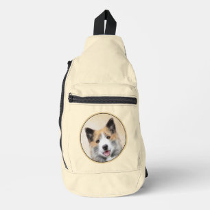 Isländisch Sheepdog Malerei Tan Original Dog Art Crossbody Bag