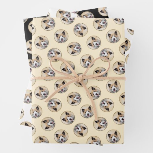Isländisch Sheepdog Malerei Tan Original Dog Art Geschenkpapier Set (Beispiel)