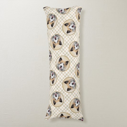 Isländisch Sheepdog Malerei Tan Original Dog Art Seitenschläferkissen (Vorderseite Vertikal)