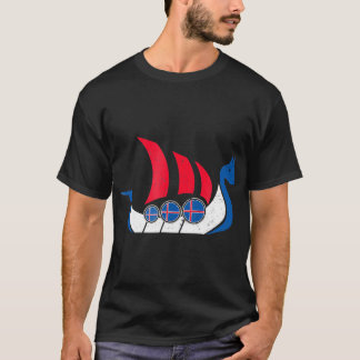 Isländisch Viking Ship T Shirt Island Flaggendrach