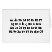 Isländische Alphabet [Íslenska Stafrófið] Karte (Vorderseite (Horizontal))