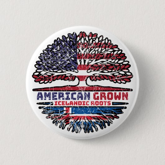 Isländische amerikanische Tree Roots Flag Button (Vorderseite)