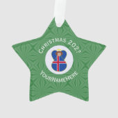 Isländische Engel-Weihnachtsflagge Personalisiert Ornament (Rückseite)