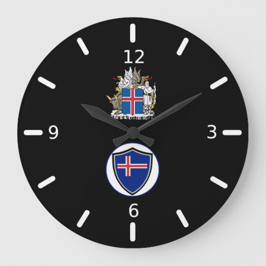 Isländische Fahne-Wappen große Uhr (Vorderseite)