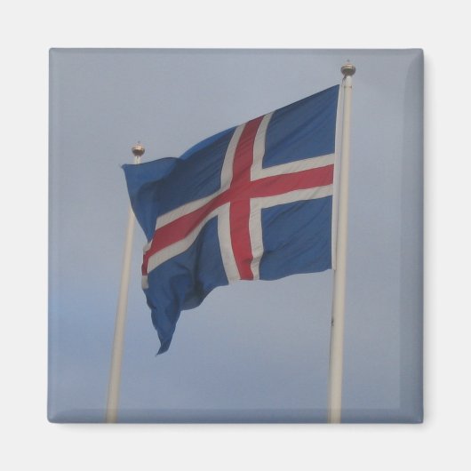 Isländische Flag Square Magnet (Vorne)