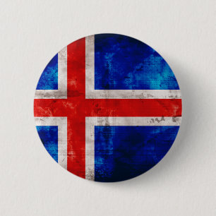 Isländische Flagge Button