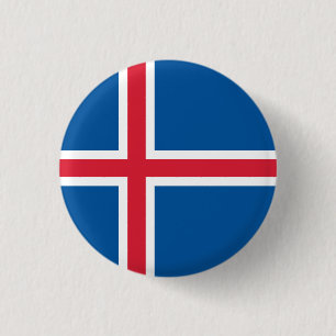 Isländische Flagge, Flagge Islands Button