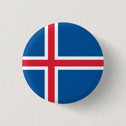 Isländische Flagge, Flagge Islands Button (Vorderseite)