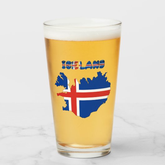 isländische Flagge Glas (Vorne (Gefüllt))
