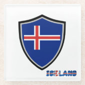 isländische Flagge Glasuntersetzer (Vorderseite)