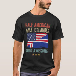Isländische Flagge Halbamerikanischer Halb-Islände T-Shirt
