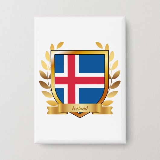 Isländische Flagge Schild Button (Vorderseite)
