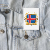 Isländische Flagge Schild Button (Insitu)