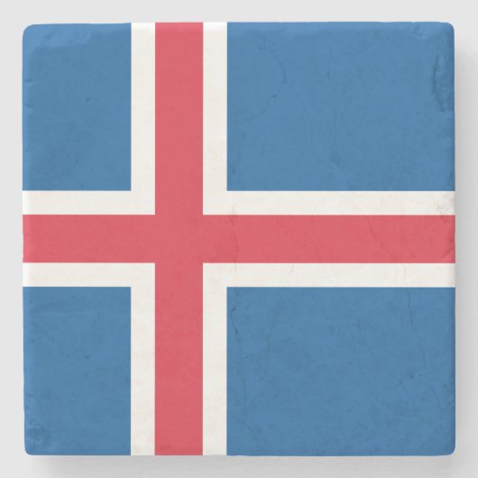 Isländische Flagge Steinuntersetzer (Vorderseite)
