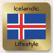 Isländische Flagge+Text-Untersetzer Getränkeuntersetzer (Vorderseite)