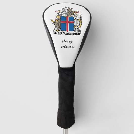 Isländische Flagge und Mit Monogramm Golf Clubs Golf Headcover (Vorderseite)