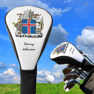 Isländische Flagge und Mit Monogramm Golf Clubs Headcover