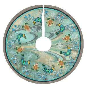 Isländische Fluss Weihnachtskunst Polyester Weihnachtsbaumdecke