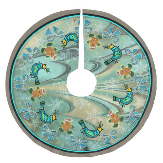 Isländische Fluss Weihnachtskunst Polyester Weihnachtsbaumdecke (Vorderseite)