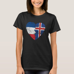 Isländische französische Flaggen Herz-Frankreich I T-Shirt