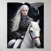Isländische Frau auf dem Foto von White Horse Poster (Vorne)