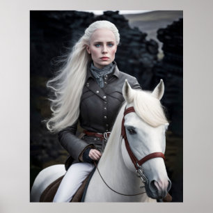 Isländische Frau auf dem Foto von White Horse Poster