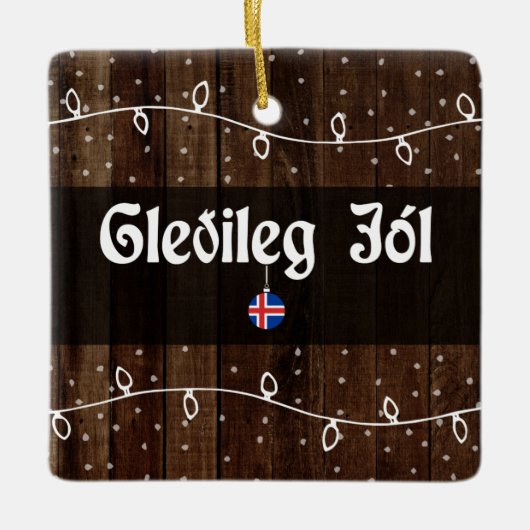Isländische frohe Weihnachten, Gleðileg jól Keramikornament (Vorderseite)