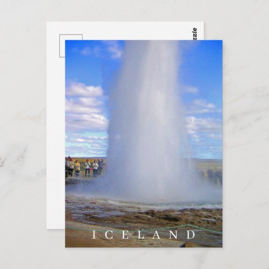 Isländische Geyser-Ansicht Postkarte (Vorne/Hinten)