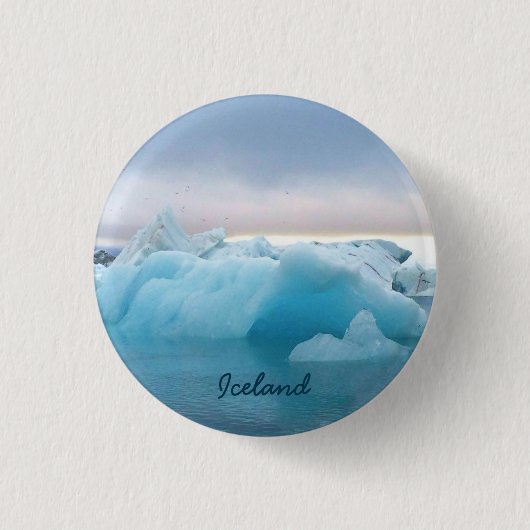 Isländische Gletscherlagune Button (Vorderseite)