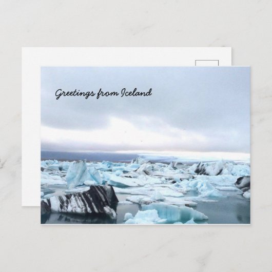 Isländische Gletscherlagune Postkarte (Vorne/Hinten)
