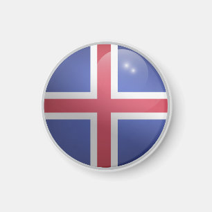 Isländische Glossy Circle Flag Magnet