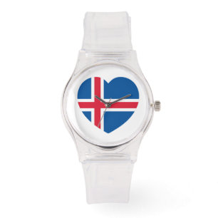 Isländische Herzenflagge Armbanduhr