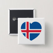 Isländische Herzenflagge Button (Vorne & Hinten)