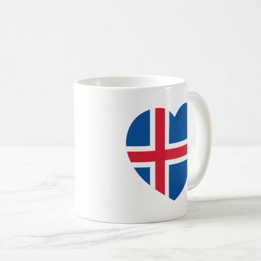Isländische Herzenflagge Kaffeetasse (VorderseiteRechts)