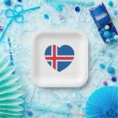 Isländische Herzenflagge Pappteller (Party)