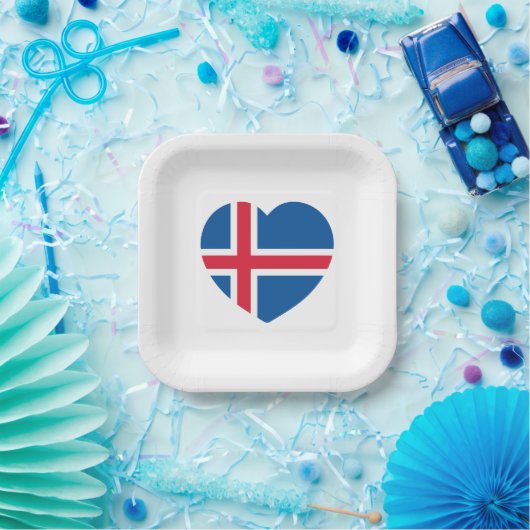 Isländische Herzenflagge Pappteller (Party)