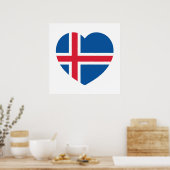 Isländische Herzenflagge Poster (Küche)