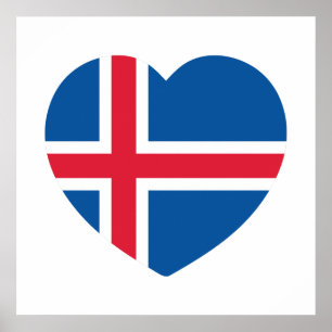 Isländische Herzenflagge Poster