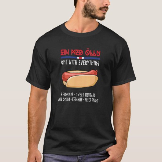 Isländische Hot Dog Pylsa Ein Med Ollu T-Shirt (Vorderseite)