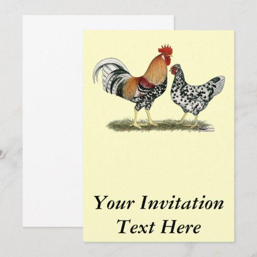 Isländische Hühner Einladung (Vorne/Hinten)